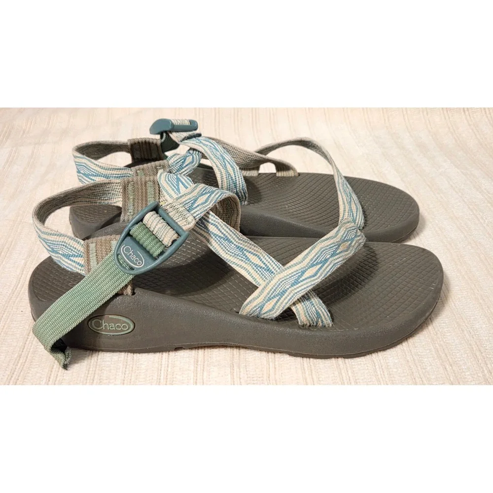 Chaco Z1 Classic Sandals Women's Size 8 Aqua Blue Gray Adjustable Hiking Outdoor